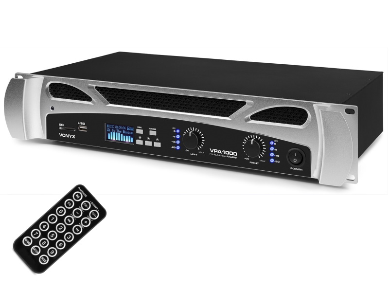 Vonyx VPA1000 PA Amplificador PA 2 x 500W MP3, Bluetooth, USB